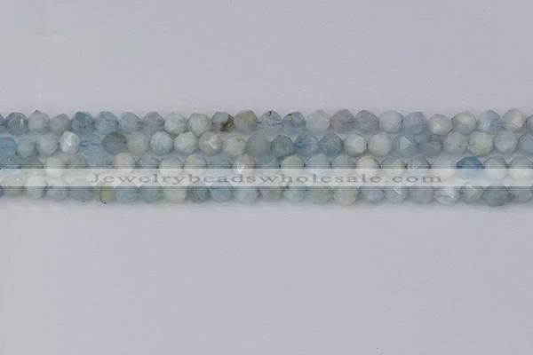 CAQ831 15.5 inches 6mm faceted nuggets aquamarine beads