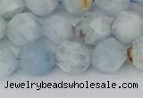 CAQ833 15.5 inches 10mm faceted nuggets aquamarine beads