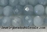 CAQ858 15.5 inches 6mm faceted round aquamarine gemstone beads