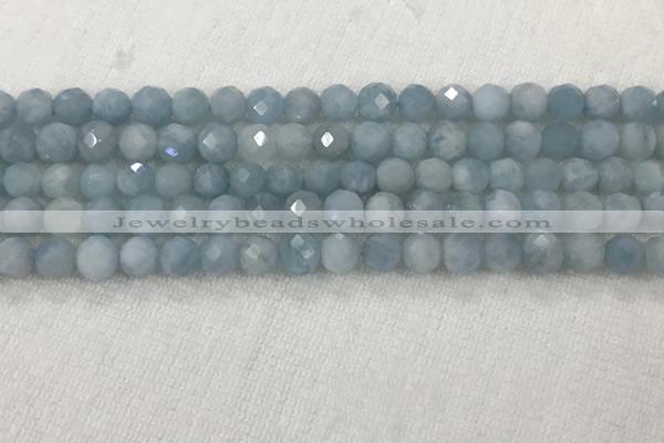 CAQ858 15.5 inches 6mm faceted round aquamarine gemstone beads