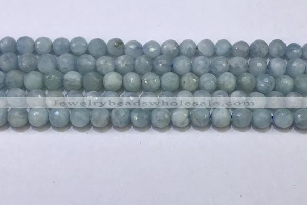 CAQ870 15.5 inches 6mmm faceted round aquamarine beads wholesale