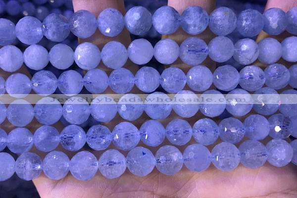 CAQ887 15.5 inches 8mm faceted round natural aquamarine beads