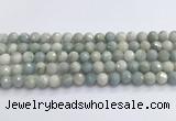 CAQ913 15.5 inches 10mm faceted round aquamarine beads wholesale