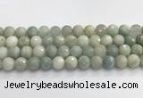 CAQ914 15.5 inches 12mm faceted round aquamarine beads wholesale