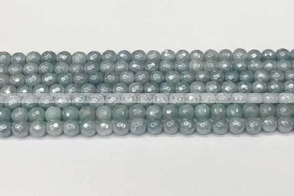 CAQ925 15 inches 6mm faceted round AB-color imitation aquamarine beads