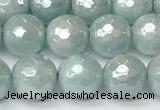 CAQ927 15 inches 8mm faceted round AB-color imitation aquamarine agate beads