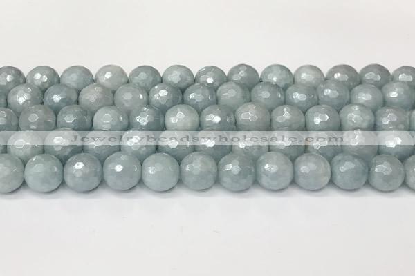 CAQ928 15 inches 10mm faceted round AB-color imitation aquamarine beads