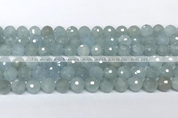 CAQ946 15 inches 8mm faceted round aquamarine beads