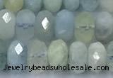 CAQ954 15 inches 6*8mm faceted rondelle aquamarine beads