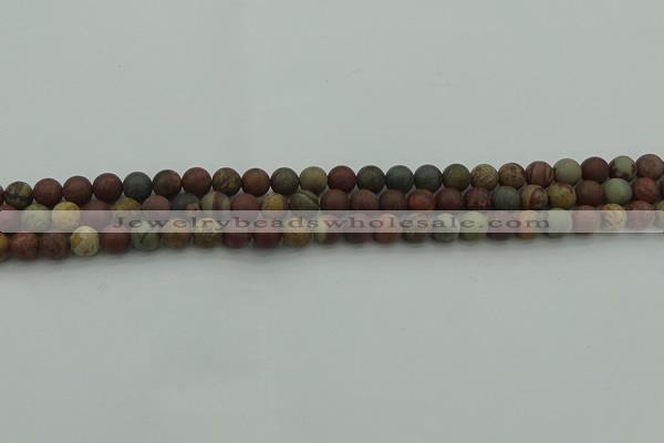 CAR360 15.5 inches 4mm round matte red artistic jasper beads