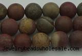 CAR361 15.5 inches 6mm round matte red artistic jasper beads