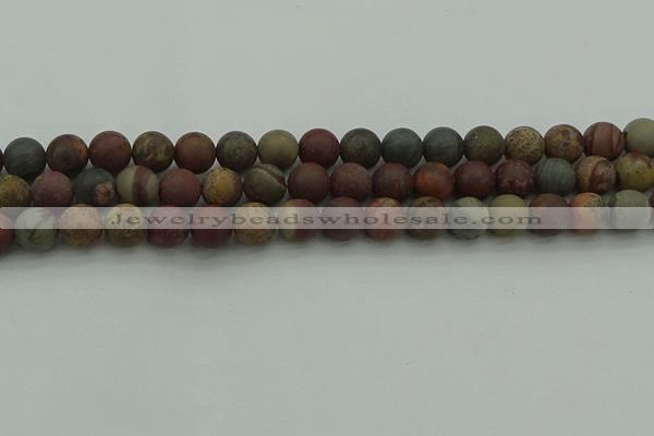 CAR362 15.5 inches 8mm round matte red artistic jasper beads