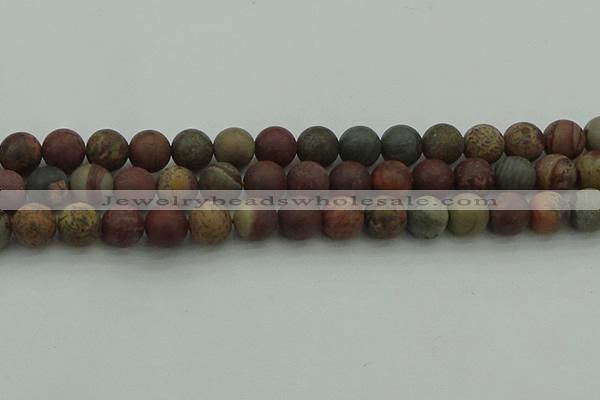 CAR363 15.5 inches 10mm round matte red artistic jasper beads