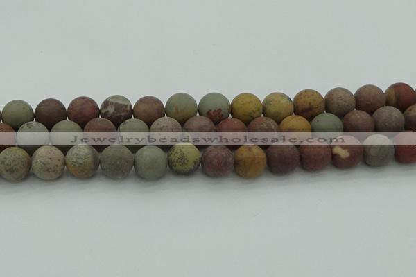 CAR364 15.5 inches 12mm round matte red artistic jasper beads