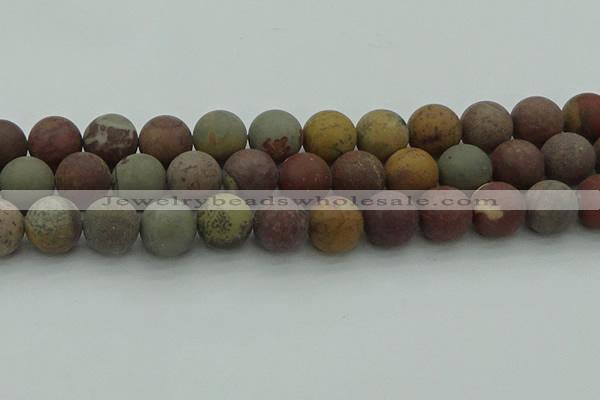 CAR365 15.5 inches 14mm round matte red artistic jasper beads