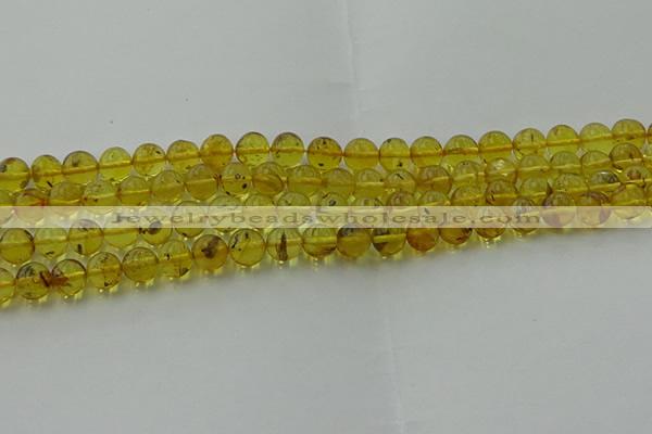 CAR522 15.5 inches 7mm - 8mm round natural amber beads wholesale