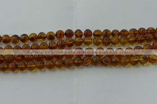 CAR527 15.5 inches 7mm - 8mm round natural amber beads wholesale