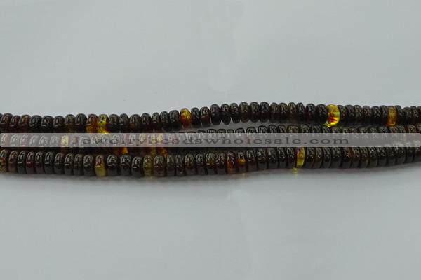 CAR533 15.5 inches 4*10mm rondelle natural amber beads wholesale