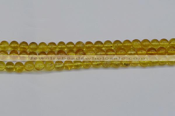 CAR552 15.5 inches 7mm - 8mm round natural amber beads wholesale