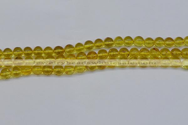 CAR557 15.5 inches 7mm - 8mm round natural amber beads wholesale