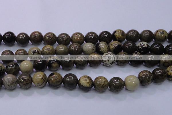 CAR56 15.5 inches 16mm round yellow artistic jasper beads