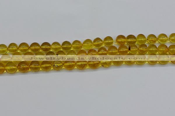 CAR564 15.5 inches 9mm - 10mm round natural amber beads wholesale