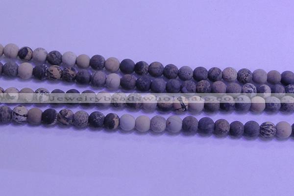 CAR62 15.5 inches 8mm round matte yellow artistic jasper beads