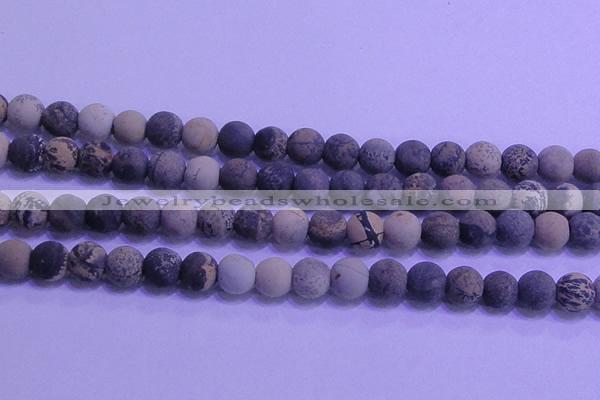 CAR64 15.5 inches 12mm round matte yellow artistic jasper beads