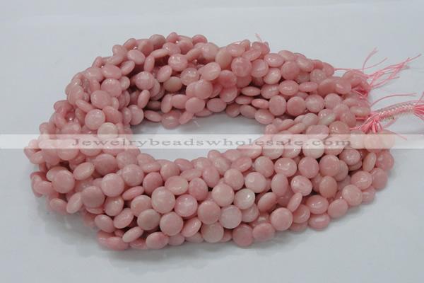 CAS15 15.5 inches 10mm flat round pink angel skin gemstone beads