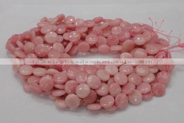 CAS17 15.5 inches 15mm flat round pink angel skin gemstone beads