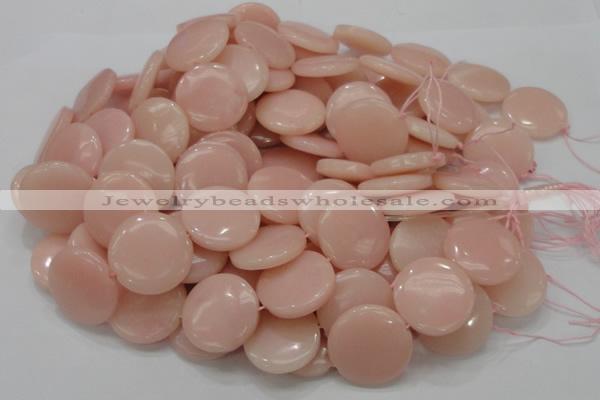 CAS18 15.5 inches 28mm flat round pink angel skin gemstone beads