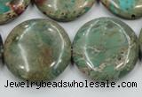 CAT07 15.5 inches 25mm flat round natural aqua terra jasper beads