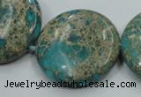 CAT08 15.5 inches 30mm flat round natural aqua terra jasper beads