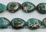 CAT11 15.5 inches 13*18mm flat teardrop natural aqua terra jasper beads