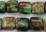 CAT115 15.5 inches 16*16mm square dyed natural aqua terra jasper beads