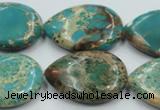 CAT14 15.5 inches 22*30mm flat teardrop natural aqua terra jasper beads