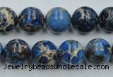 CAT214 15.5 inches 16mm round dyed natural aqua terra jasper beads