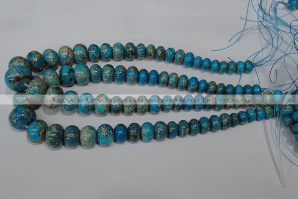 CAT302 15.5 inches 7*10mm – 15*20mm rondelle dyed aqua terra jasper beads