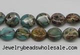 CAT5008 15.5 inches 10mm flat round natural aqua terra jasper beads