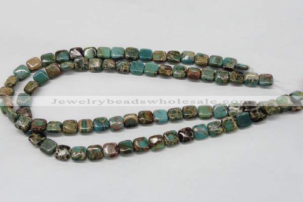 CAT5018 15.5 inches 10*10mm square natural aqua terra jasper beads