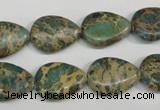 CAT5029 15.5 inches 13*18mm flat teardrop natural aqua terra jasper beads