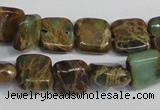 CAT5037 15.5 inches 6*6mm square natural aqua terra jasper beads