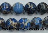 CAT51 15.5 inches 14mm round dyed natural aqua terra jasper beads