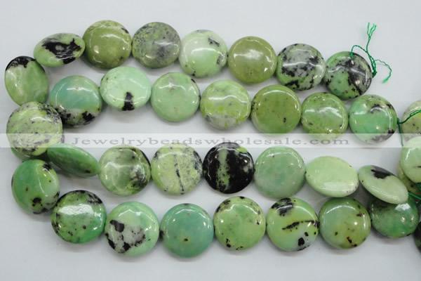 CAU203 15.5 inches 25mm flat round Australia chrysoprase beads