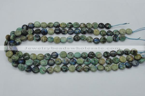 CAZ05 15.5 inches 10mm flat round natural azurite gemstone beads