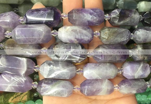 CBBS08 15 inches 11*25mm - 14*28mm hexahedral prism dogtooth amethyst beads