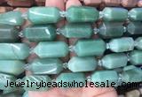 CBBS10 15 inches 11*25mm - 14*28mm hexahedral prism green aventurine beads