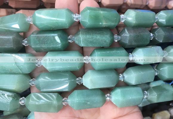 CBBS10 15 inches 11*25mm - 14*28mm hexahedral prism green aventurine beads