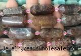 CBBS14 15 inches 11*25mm - 14*28mm hexahedral prism quartz beads