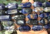 CBBS15 15 inches 11*25mm - 14*28mm hexahedral prism sodalite beads